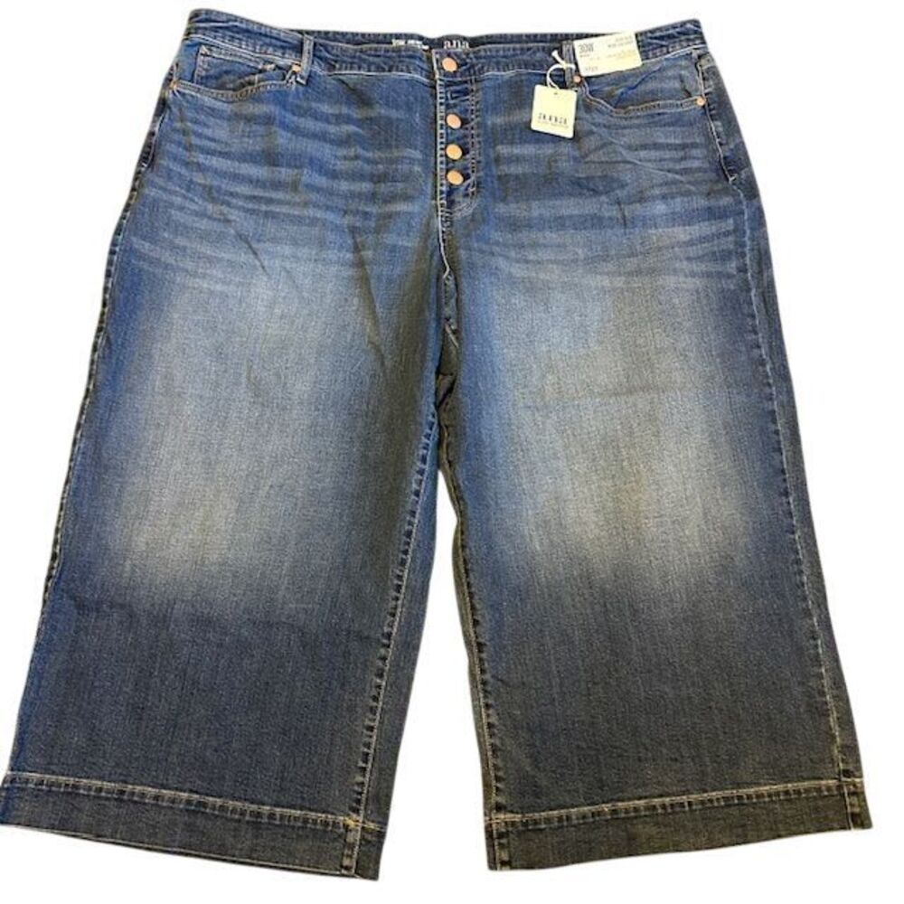 NWT ana a.n.a High Wide Leg Crop Jean Pants Button-fly Plus Size 30W